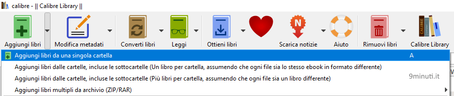 Aggiungere un libro a Calibre