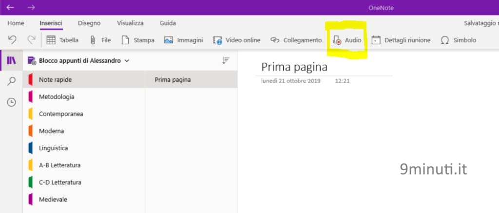 prendere appunti con OneNote 1024